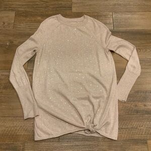 LC Lauren Conrad Women XS Sweater Light Pink Tie Front Long Sleeve Sequin